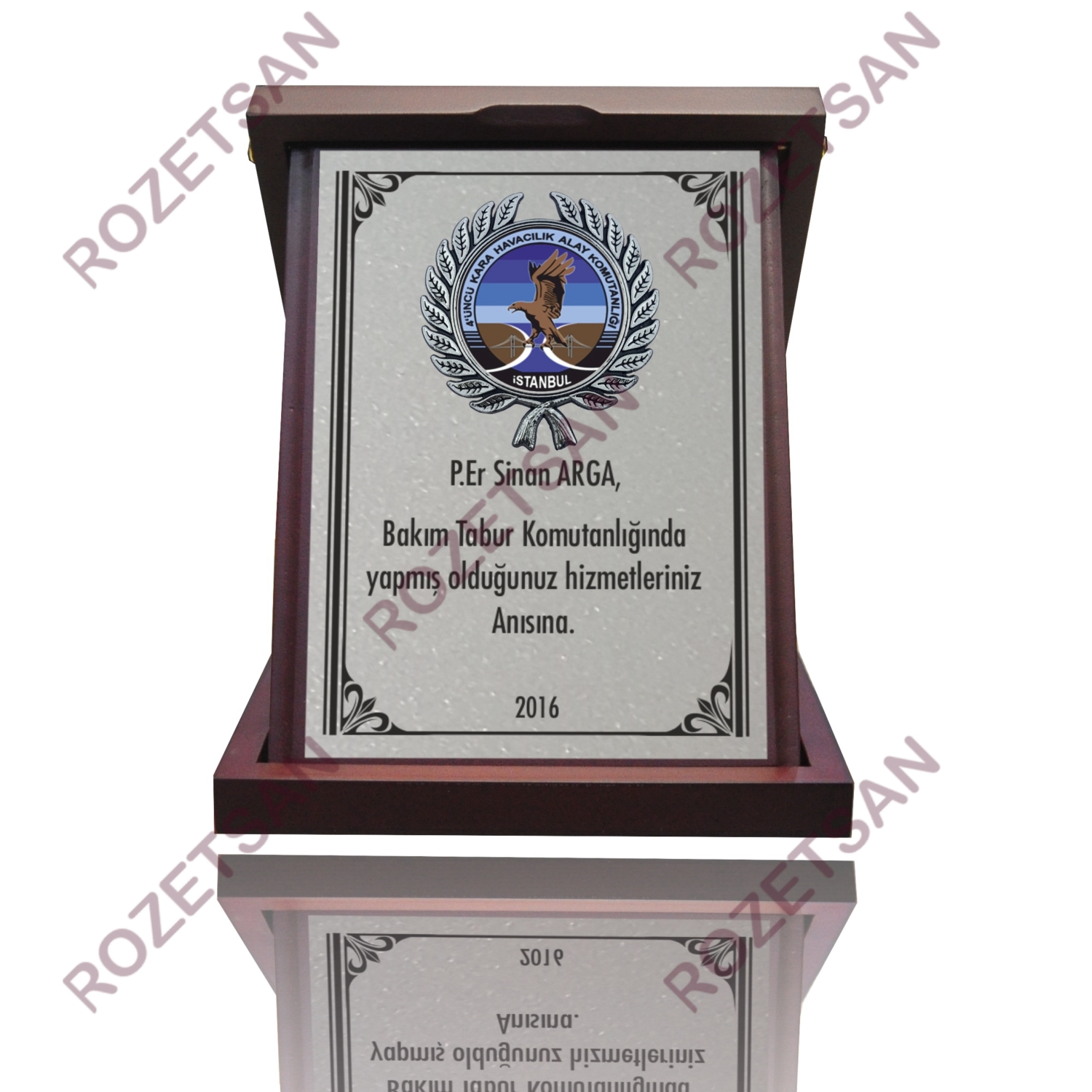 Desenli Çerçeveli Ahşap Plaket